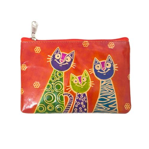 Leather Purse 3 Cats 16.5x11cm
