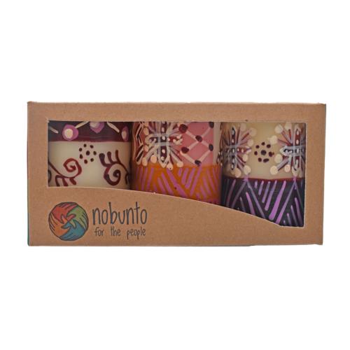 3 hand painted candles in gift box, Halisi