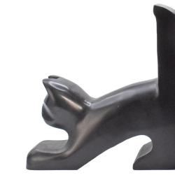 Bookends Soapstone Cats Black