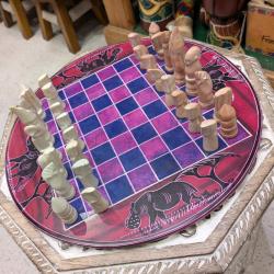 Luxury African stone handmade chess set Fair Trade round board 30cm