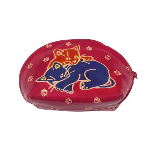 Leather Purse Cat + Kitten 14x9cm