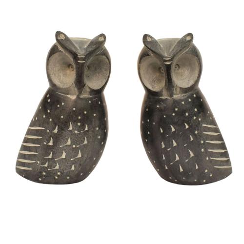 Grey stone bookends, owls