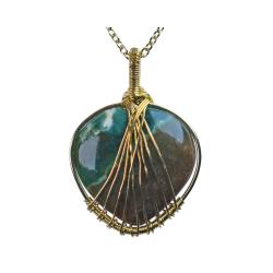 Agate pendant fan shape, gold colour chain